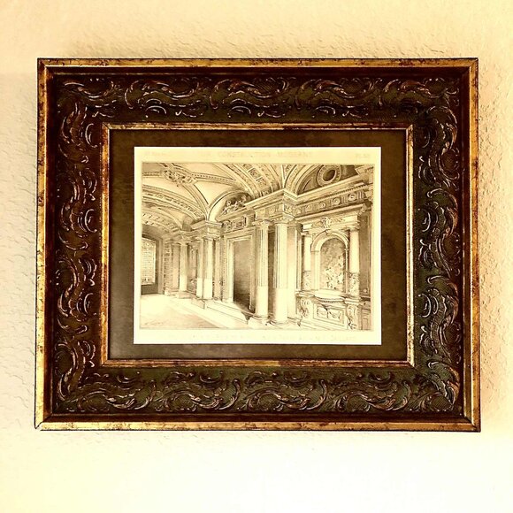 Framed Antique French Architecture Print Hotel Avenue du Bois de Boulogne Paris - Picture 3 of 10